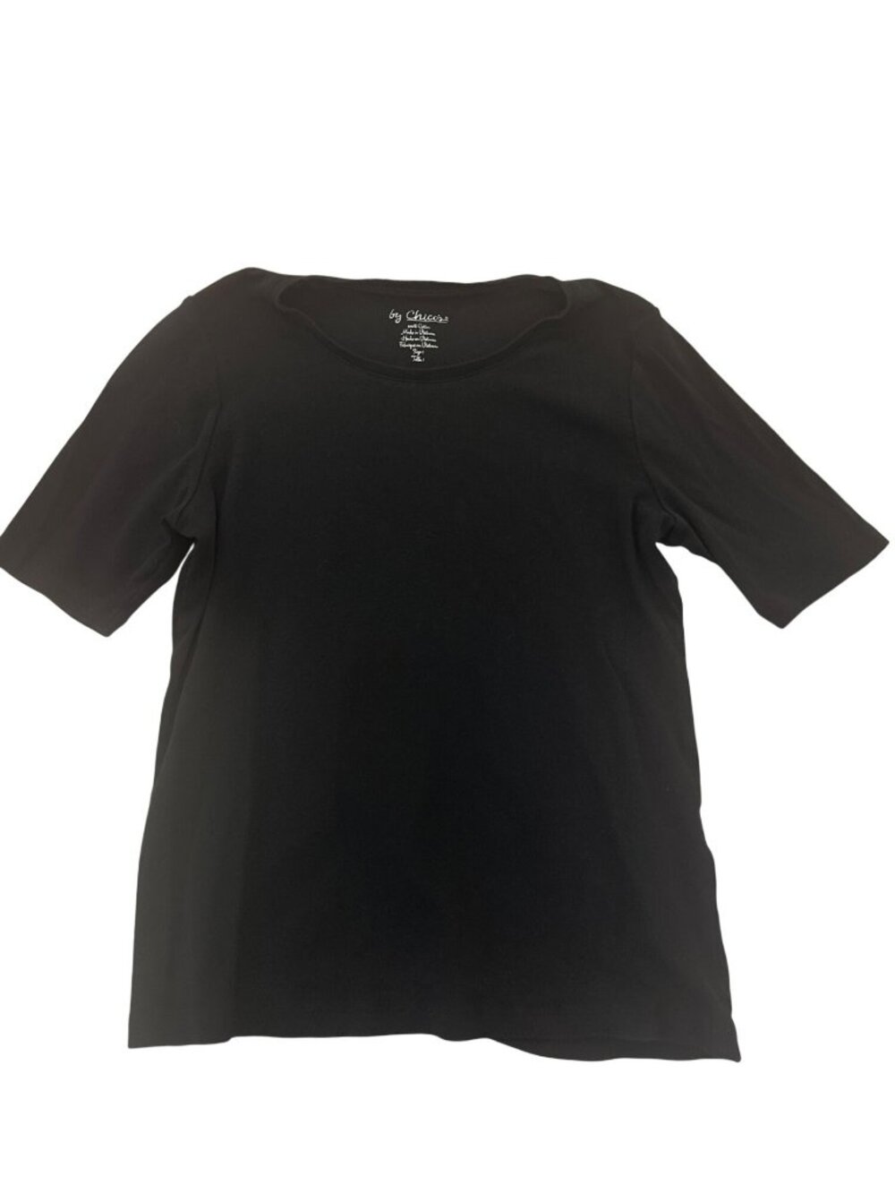 By Chicos Black Women's T-Shirt 1 Small Short-Sleeve Cotton Solid Basic Casual